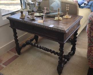 18th c . French barley twist one drawer table.   28” high.  38” wide. 24” deep