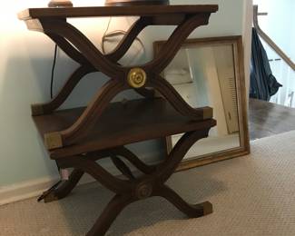 Mid Century Dorothy Draper Hollywood Regency X end tables by Henredon Heritage.
