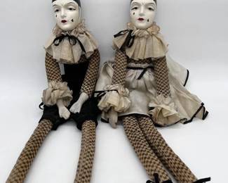 7 Antique1920sFrenchBoudoirDollsPierrotClownStyle