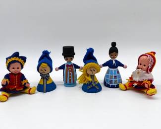 91 Setof6ScandinavianFolkDollsSwedenDenmarkHandmadeFigures