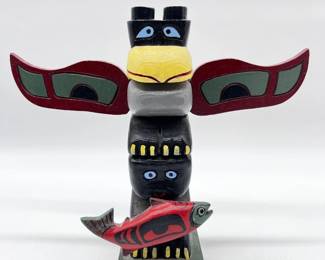 150 HandcraftedWoodenTotemPolebyJohnMDemorestSignedNumbered