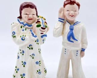 85 VintageCeramicFigurinesSailorBoyGirlwMask