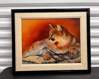136 MajesticMountainLionOriginalOilPaintingSignedbyWGintner