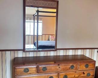 15 1980sVintageHenredonPineFrameMirrorHenredonCredenza