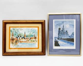 37 SignedWatercolorPaintingsHeidelbergGermanyStPetersburg
