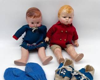74 VintageCompositionBoyGirlDollswClothingShoesAccessories