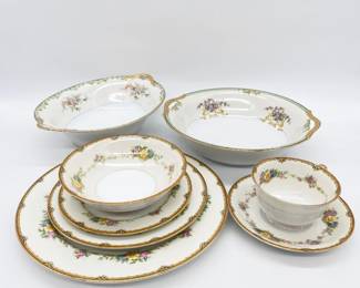 27 VintageNoritakeIngramPatternFloralGoldTrimDinnerwareSet