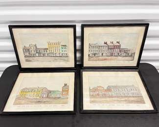 89 Setof4Vintage1846WatercolorPrintsHistoricHighStreetStreets