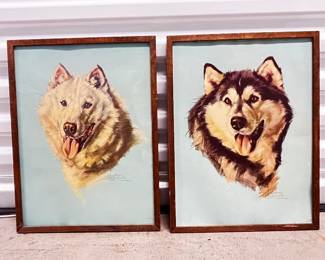 83 JosephineCrumrineHuskyMalamuteDogPrintsFramedVintageArt