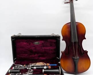 127 WoodwindStringDuoVintageClarinetAntiqueStyleViolin