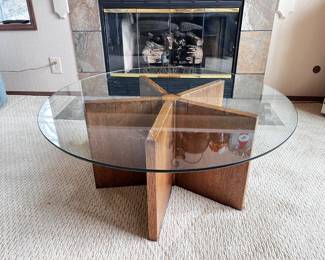 9 HandcraftedCoffeeTableUniqueStarfishShapedWoodBaseGlassTop
