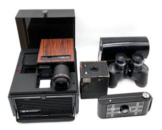 122 VintageCamerasOpticsLotBellHowellSlideCubeJiffyKodak