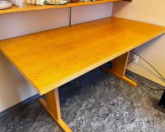 23 SmallLightWoodDiningWorkTableSturdyBaseSleekFinish