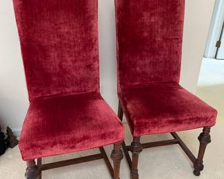 (2) crushed velvet slipper chairs
