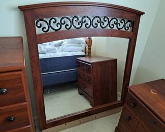 Mirror goes with 8 drawer dresser. Attaches with screws