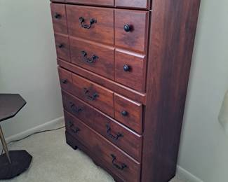 5 drawer dresser. Second from the top drawer is twice the depth than the other 4 drawers