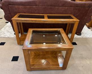 Oak/glass top tables