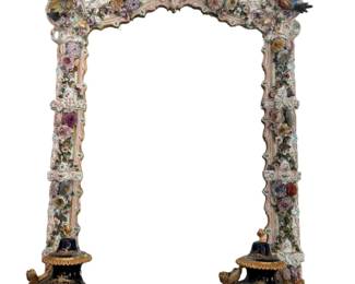 Lavish 1800's Meissen Porcelain Rococo Mirror