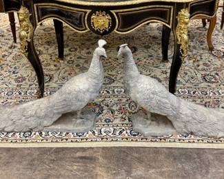 Mirrored Pair French 18th Century Lead Peacocks