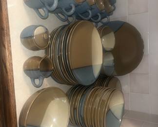Sango Gold Dust Green pottery dishes 