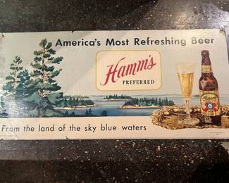 Hamms beer sign old on cardboard