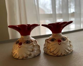 Vintage Santa candle holders