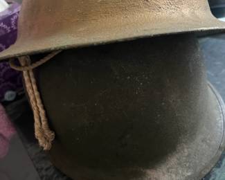 Military metal helmets.