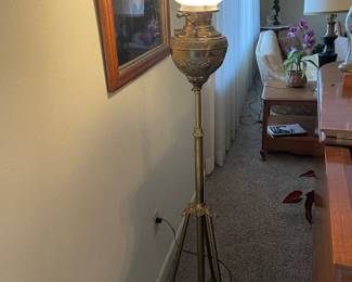 Antique brass piano floor lamp