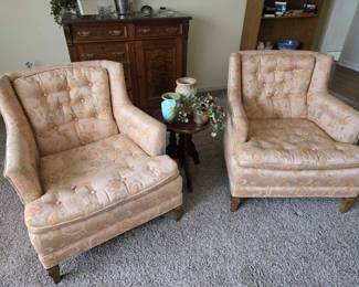 Vintage 1960's  Custom Made MCM High Back Occasional Chairs