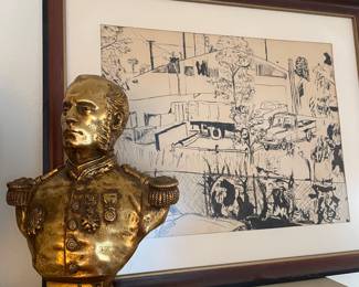 Signed Gold Guilt Bust