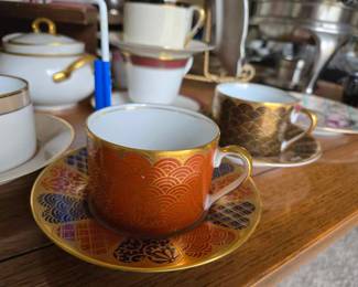 Fitz & Floyd fine porcelain SHINMONZEN expresso cups/saucers JAPAN Imari style