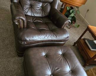 Leather chair and ottoman