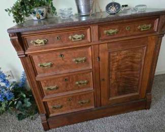 1800’s Victorian Marble Top Cabinet Washstand Eastlake?