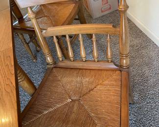 Vintage Mid-Century Half Banister Rush Seat dining Chairs