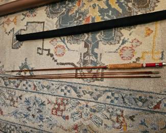 vintage Lamiglas S-glass 8 1/2' /8186 fiberglass fishing rod, vintage Weber Professor #1603 Bamboo Fly Rod, vintage Hedden Delux #260 Bamboo rod.