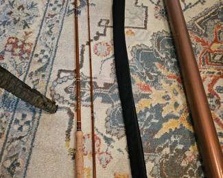 vintage Lamiglas S-glass 8 1/2' /8186 fiberglass fishing rod, vintage Weber Professor #1603 Bamboo Fly Rod, vintage Hedden Delux #260 Bamboo rod.