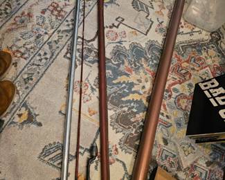 vintage Lamiglas S-glass 8 1/2' /8186 fiberglass fishing rod, vintage Weber Professor #1603 Bamboo Fly Rod, vintage Hedden Delux #260 Bamboo rod.