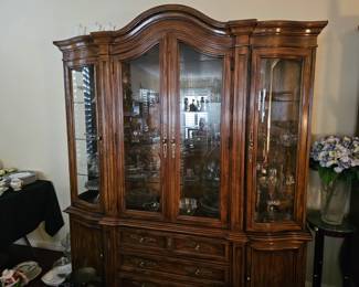 Drexel Dining table with 8-chairs, Drexel Buffet Server cabinet, Drexel lighted China Cabinet, antique sideboard cabinet, Drexel Secretary Hutch cabinet.