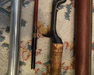 vintage Lamiglas S-glass 8 1/2' /8186 fiberglass fishing rod, vintage Weber Professor #1603 Bamboo Fly Rod, vintage Hedden Delux #260 Bamboo rod.