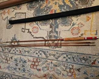 vintage Lamiglas S-glass 8 1/2' /8186 fiberglass fishing rod, vintage Weber Professor #1603 Bamboo Fly Rod, vintage Hedden Delux #260 Bamboo rod.