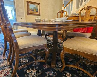 Drexel Dining table with 8-chairs, Drexel Buffet Server cabinet, Drexel lighted China Cabinet, antique sideboard cabinet, Drexel Secretary Hutch cabinet.