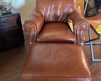 High end leather chair & ottoman. Like New!!!