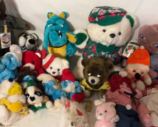 Large Assortment Of Old Stuffed Animals