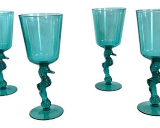 Plastic Seahorse Stemmed Glasses