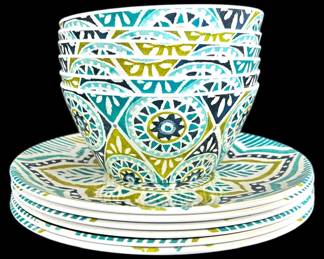 Blue Paisley Melamine Plates Bowls