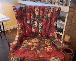 Queen Anne Style Wing Back Vintage Chair
