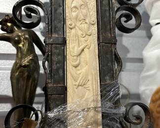 Iron and Alabaster lamp with Alabaster shade