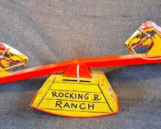 LITHO TIN ANTIQUE TOY ROCKING RANCH