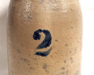 2 GALLON CROCK SALT GLAZED NICE 