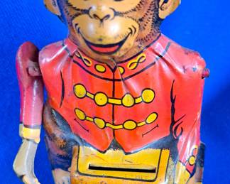 ANTIQUE MONKEY LITHO TOY BANK AS IS